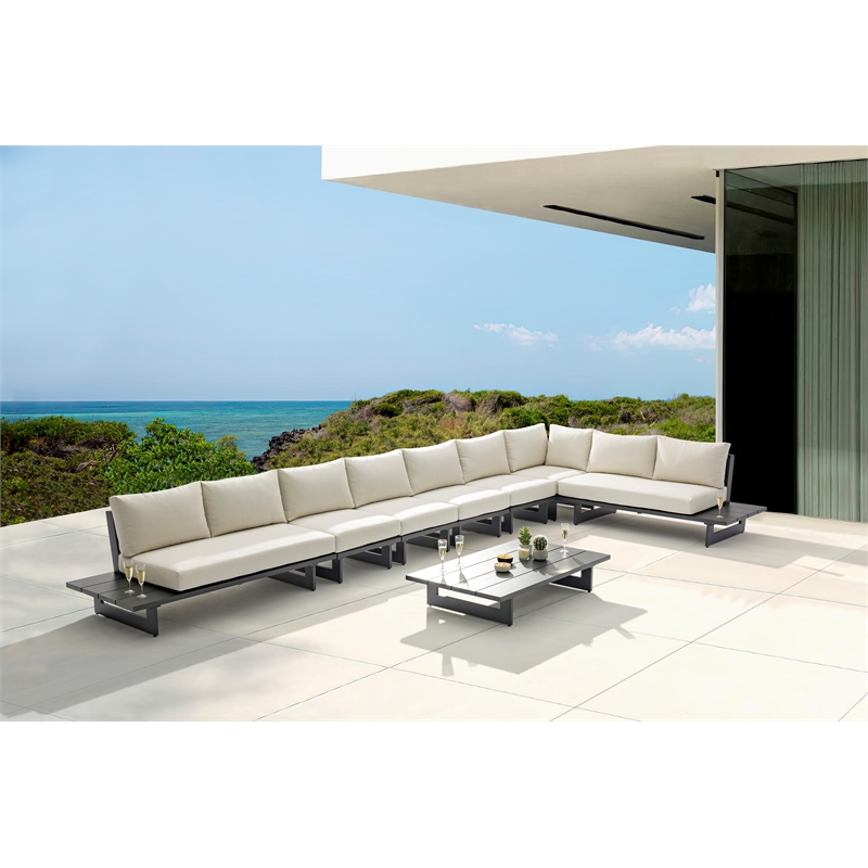 Meridian Furniture Maldives Cream Water Resisting Outdoor Modular Sectional