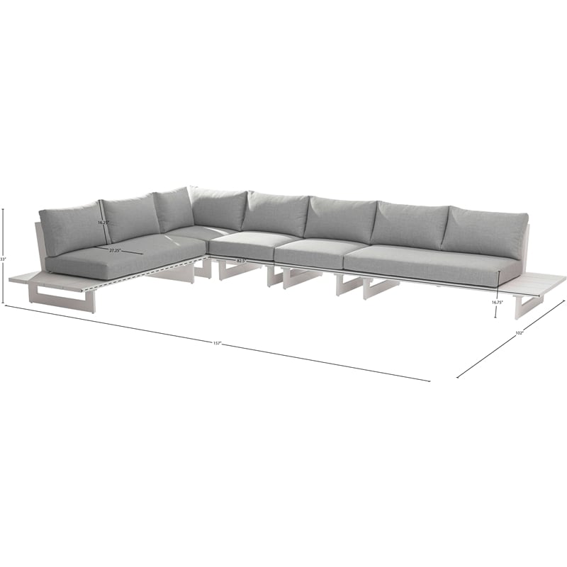 Meridian Furniture Maldives Grey Water Resisting Outdoor Modular Sectional