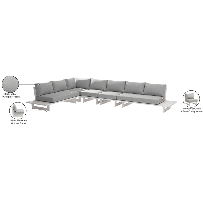 Meridian Furniture Maldives Grey Water Resisting Outdoor Modular Sectional