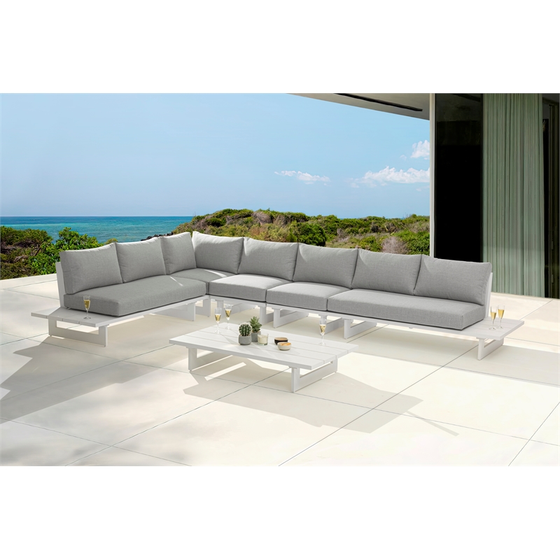 Meridian Furniture Maldives Grey Water Resisting Outdoor Modular Sectional