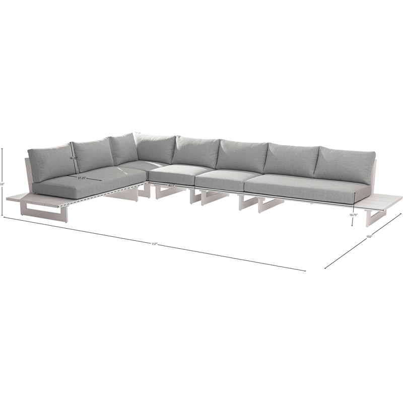 Meridian Furniture Maldives Grey Water Resisting Outdoor Modular Sectional