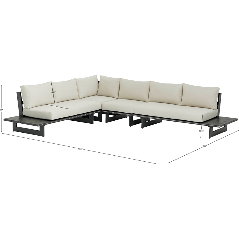 Meridian Furniture Maldives Cream Water Resisting Outdoor Modular Sectional