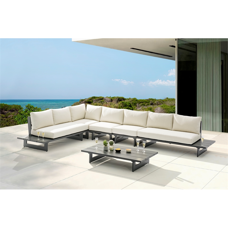 Meridian Furniture Maldives Cream Water Resisting Outdoor Modular Sectional