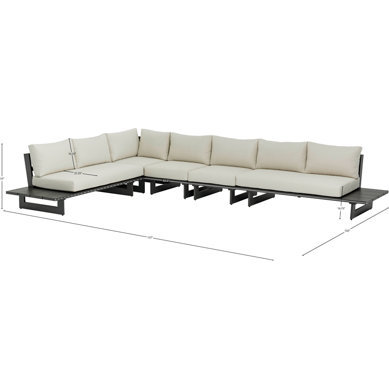 Meridian Furniture Maldives Cream Water Resisting Outdoor Modular Sectional