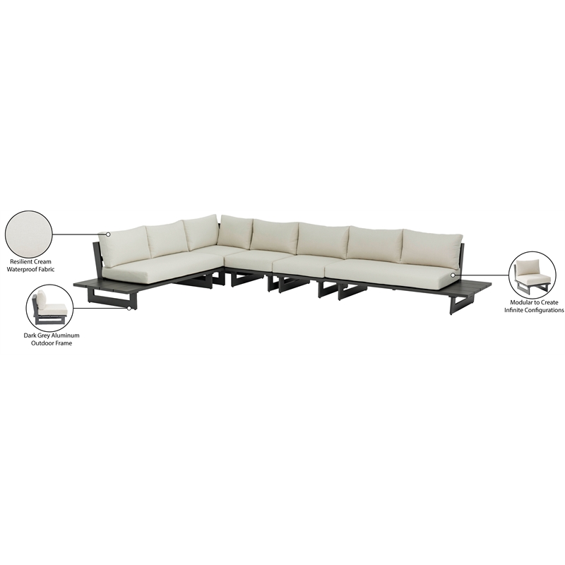 Meridian Furniture Maldives Cream Water Resisting Outdoor Modular Sectional