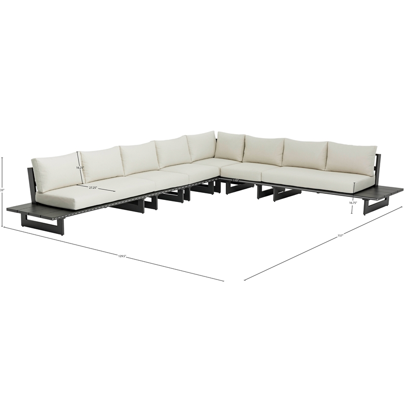 Meridian Furniture Maldives Cream Water Resisting Outdoor Modular Sectional