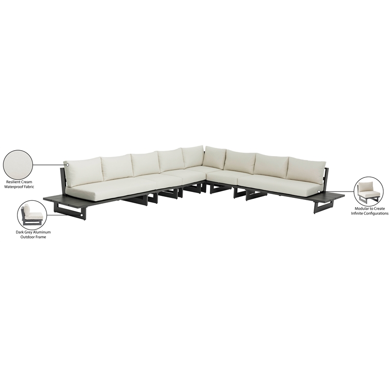 Meridian Furniture Maldives Cream Water Resisting Outdoor Modular Sectional