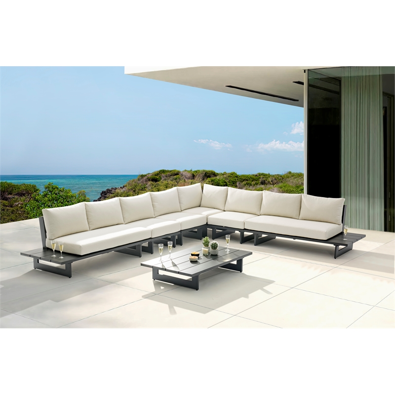 Meridian Furniture Maldives Cream Water Resisting Outdoor Modular Sectional