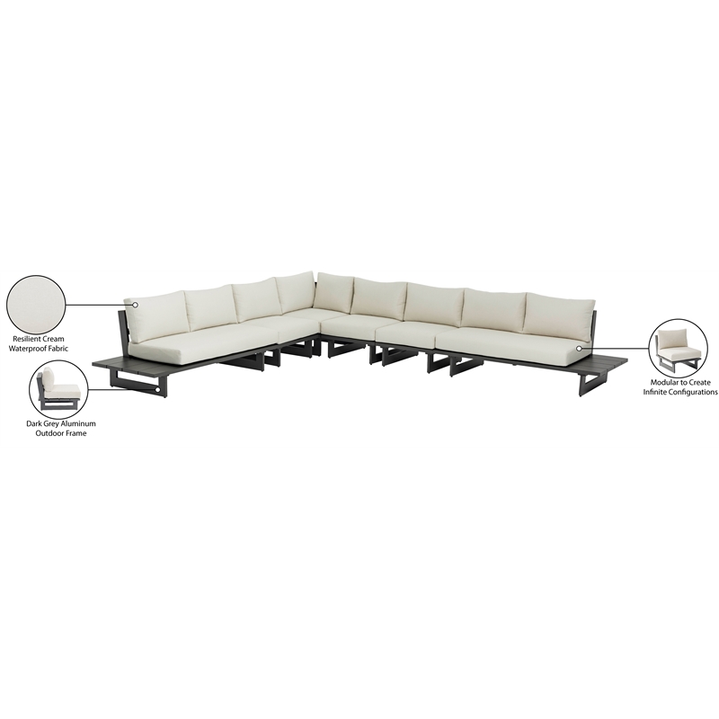 Meridian Furniture Maldives Cream Water Resisting Outdoor Modular Sectional