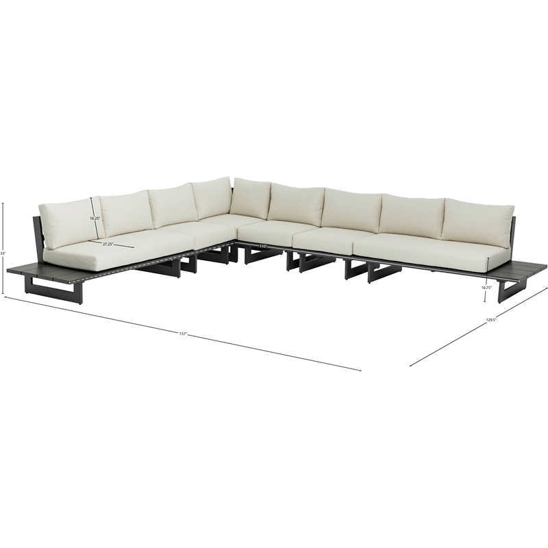 Meridian Furniture Maldives Cream Water Resisting Outdoor Modular Sectional
