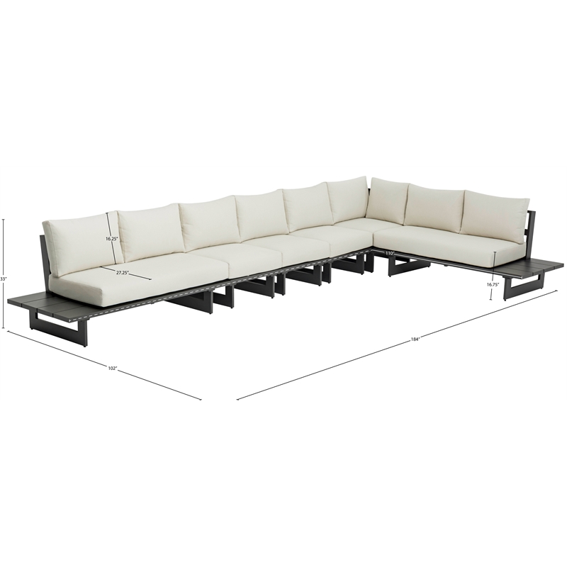 Meridian Furniture Maldives Cream Water Resisting Outdoor Modular Sectional