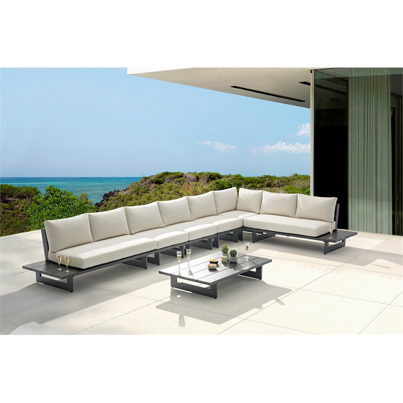 Meridian Furniture Maldives Cream Water Resisting Outdoor Modular Sectional