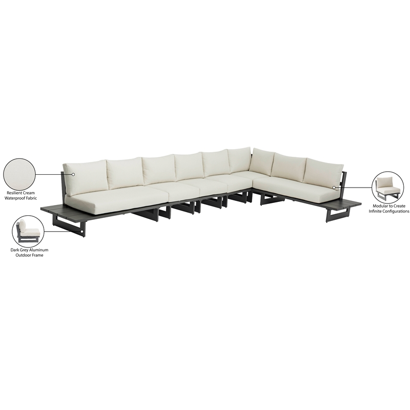 Meridian Furniture Maldives Cream Water Resisting Outdoor Modular Sectional