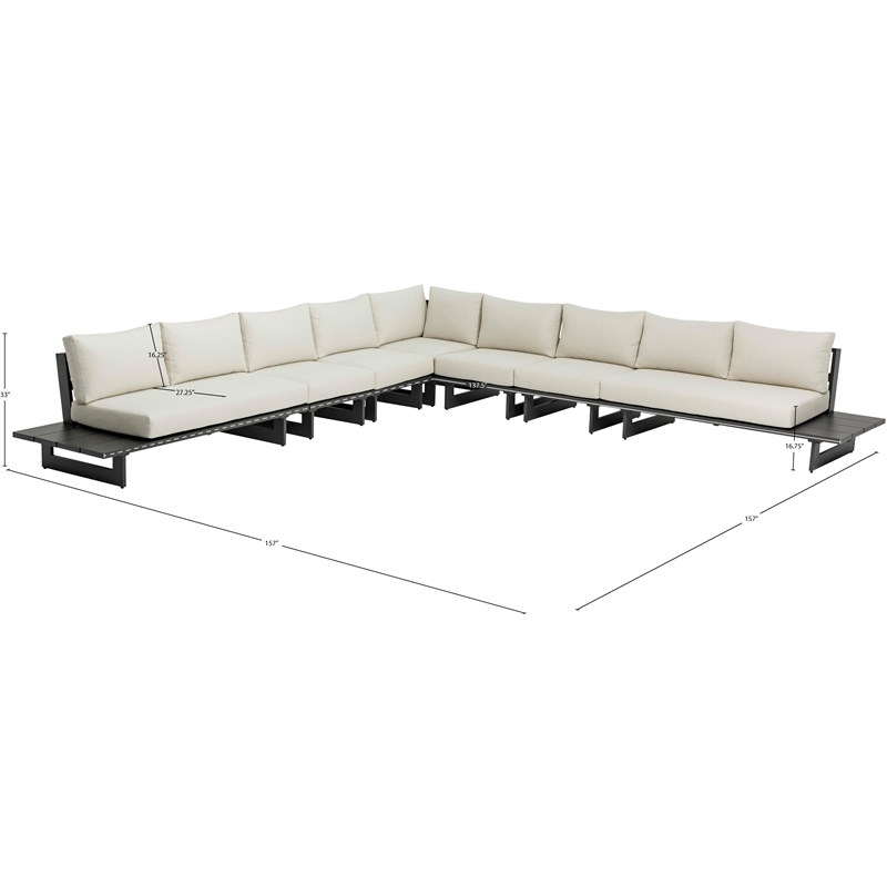 Meridian Furniture Maldives Cream Water Resisting Outdoor Modular Sectional