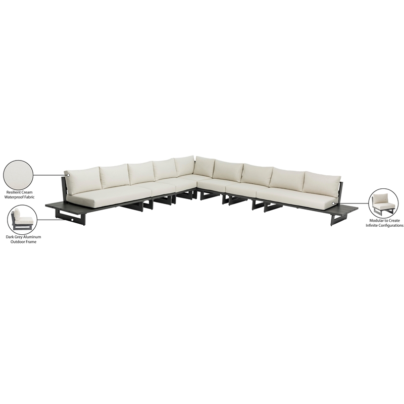 Meridian Furniture Maldives Cream Water Resisting Outdoor Modular Sectional