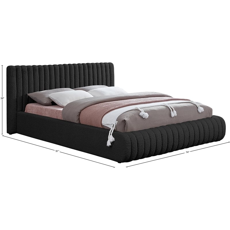 Meridian Furniture Nash Black Boucle Fabric Queen Bed