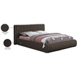 Meridian Furniture Nash Brown Boucle Fabric Queen Bed