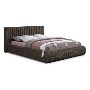 Meridian Furniture Nash Brown Boucle Fabric Queen Bed