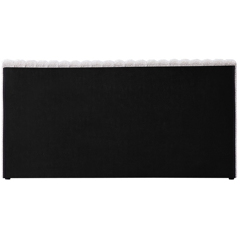 Meridian Furniture Nash Cream Boucle Fabric Queen Bed