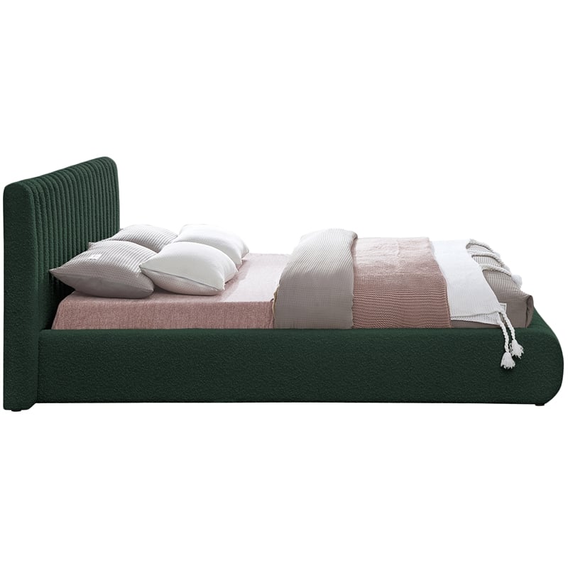Meridian Furniture Nash Green Boucle Fabric Full Bed