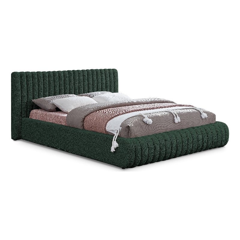 Meridian Furniture Nash Green Boucle Fabric Full Bed