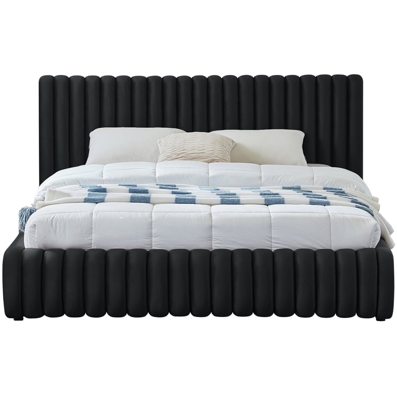 Meridian Furniture Nico Black Velvet Full Bed