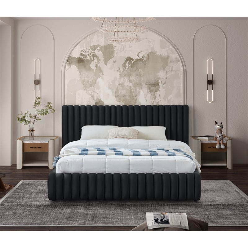 Meridian Furniture Nico Black Velvet Full Bed