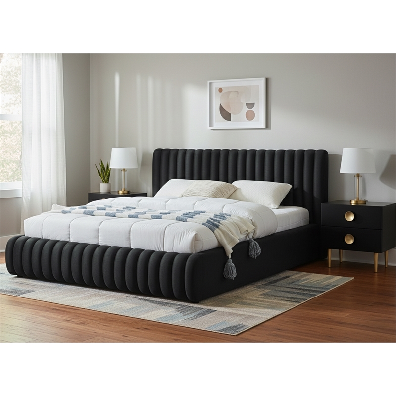 Meridian Furniture Nico Black Velvet Full Bed