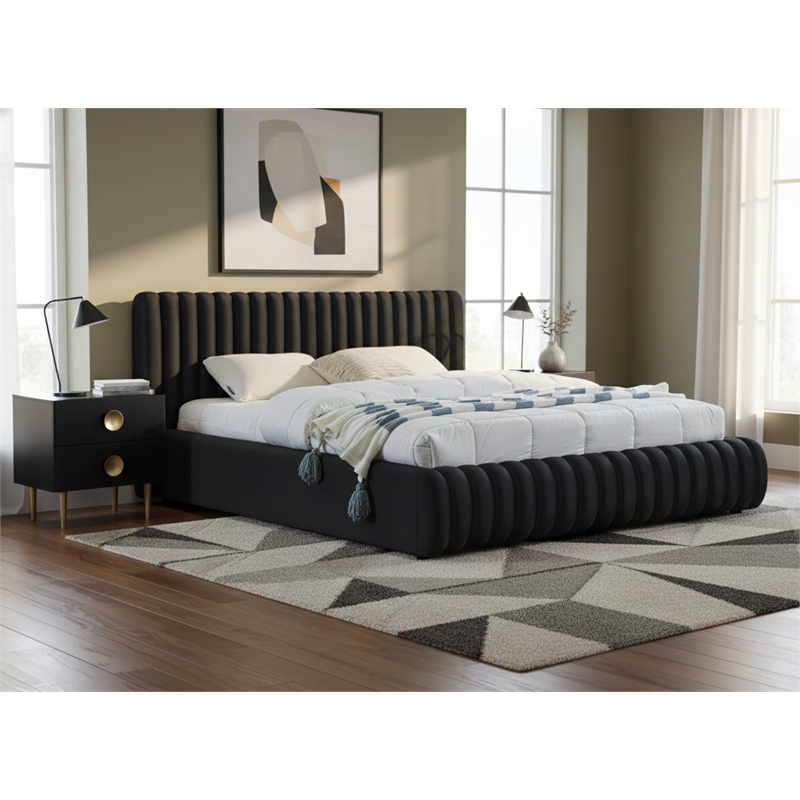 Meridian Furniture Nico Black Velvet King Bed