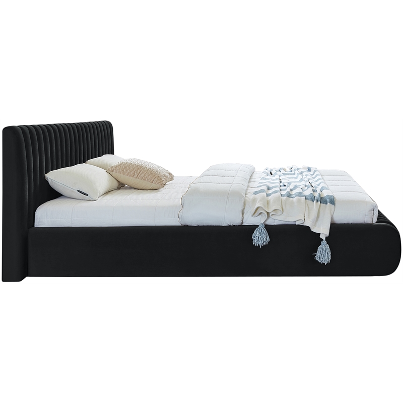 Meridian Furniture Nico Black Velvet Queen Bed