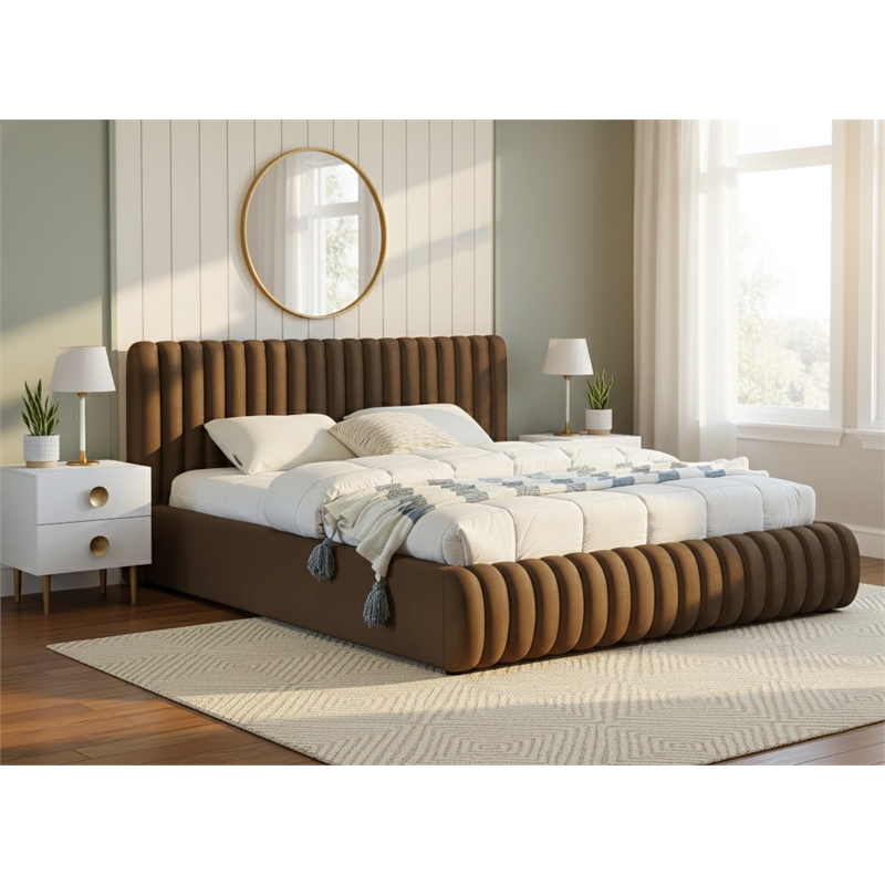 Meridian Furniture Nico Brown Velvet Full Bed