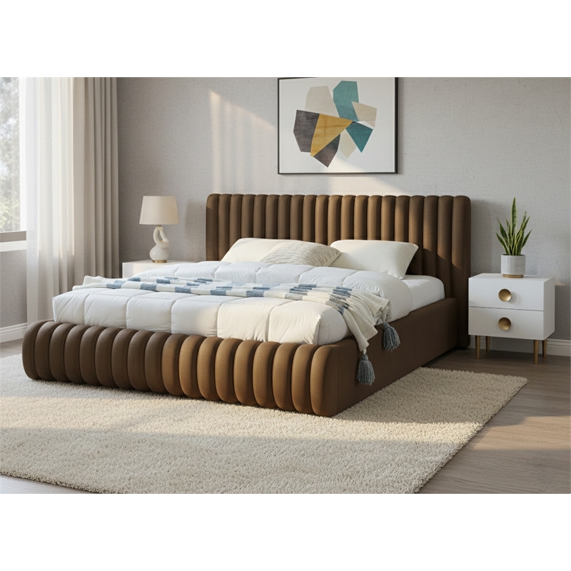 Meridian Furniture Nico Brown Velvet King Bed