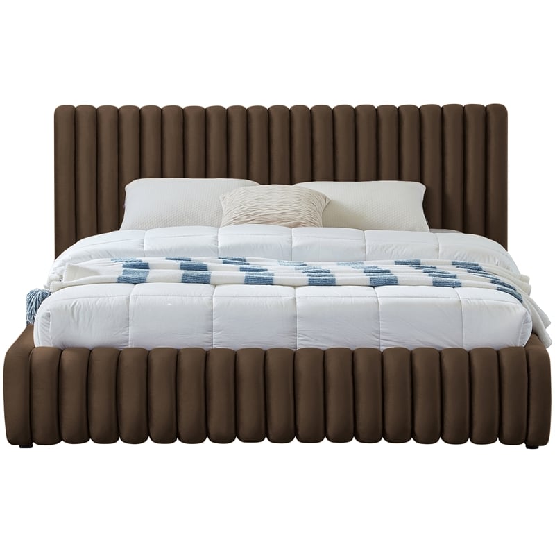 Meridian Furniture Nico Brown Velvet Queen Bed