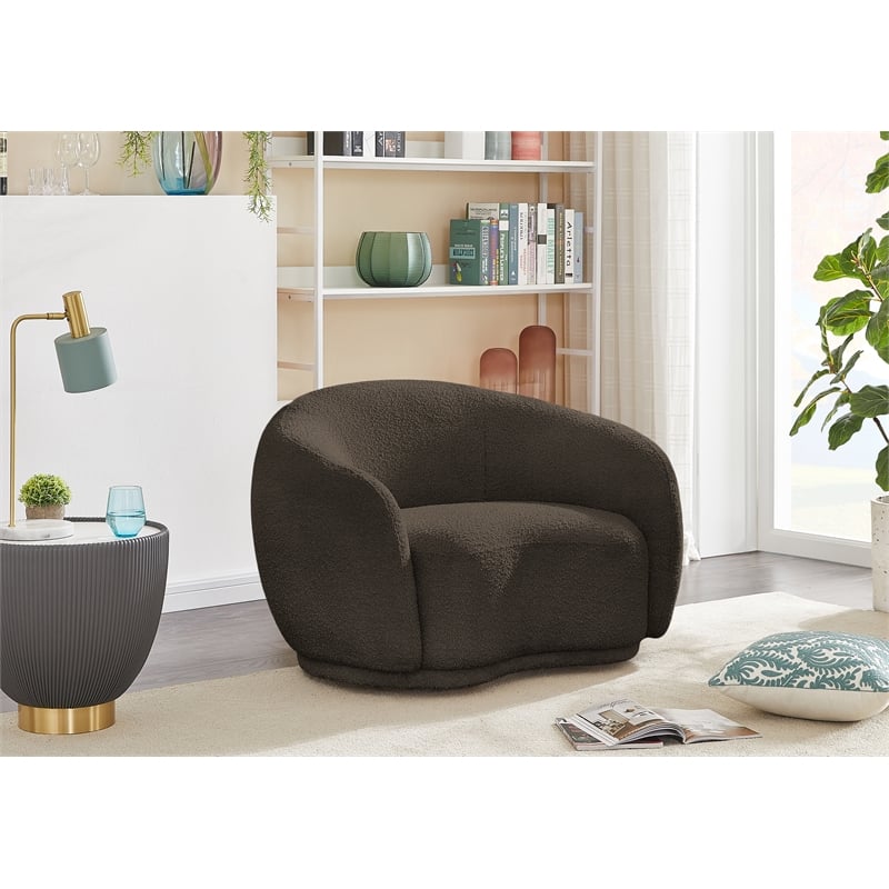 Meridian Furniture Hyde Brown Boucle Fabric Chair