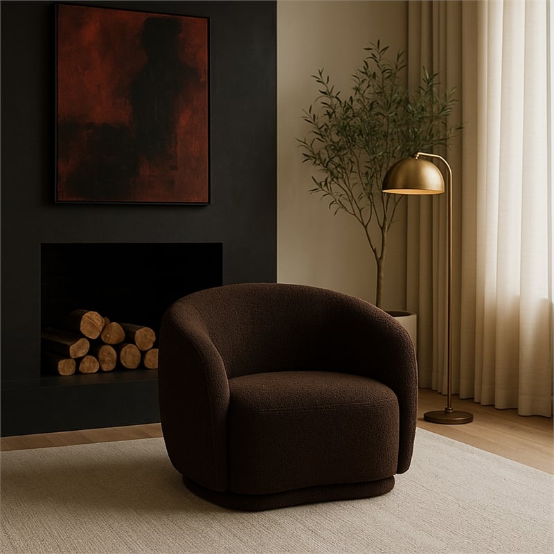 Meridian Furniture Hyde Brown Boucle Fabric Chair