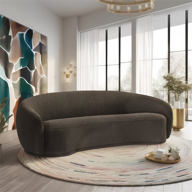 Meridian Furniture Hyde Brown Boucle Fabric Sofa