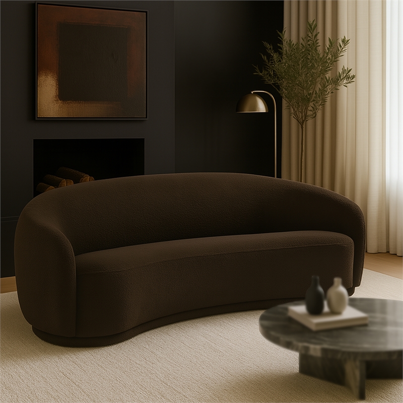 Meridian Furniture Hyde Brown Boucle Fabric Sofa