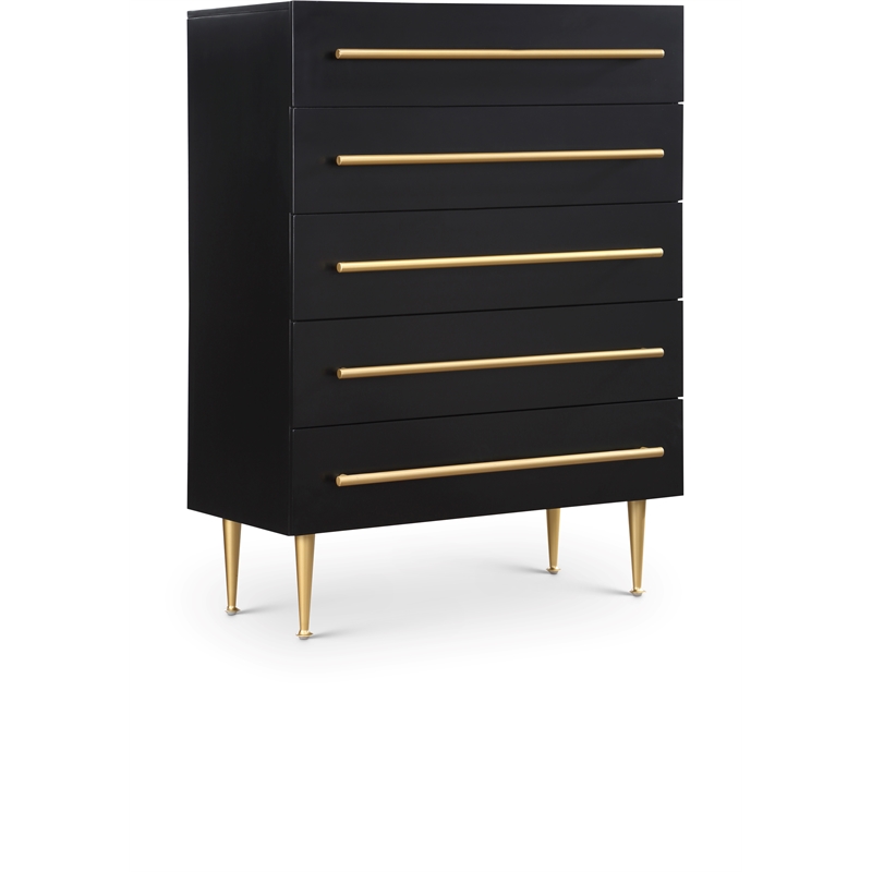 Meridian Furniture Marisol Black Chest with Gold Metal Legs and Handle