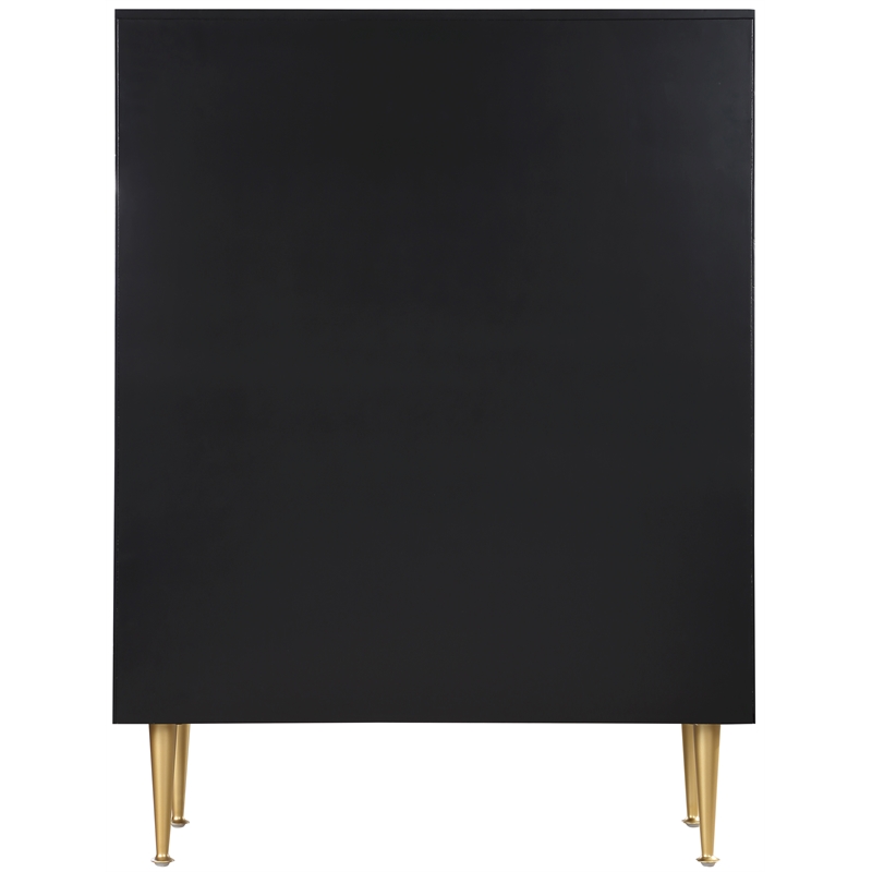 Meridian Furniture Marisol Black Chest with Gold Metal Legs and Handle