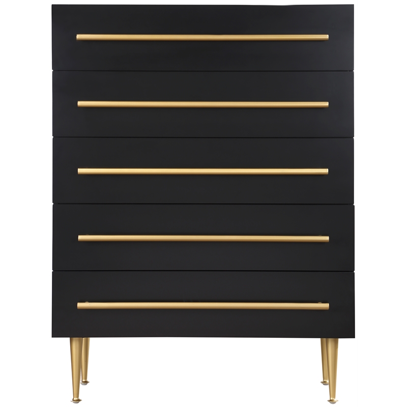 Meridian Furniture Marisol Black Chest with Gold Metal Legs and Handle