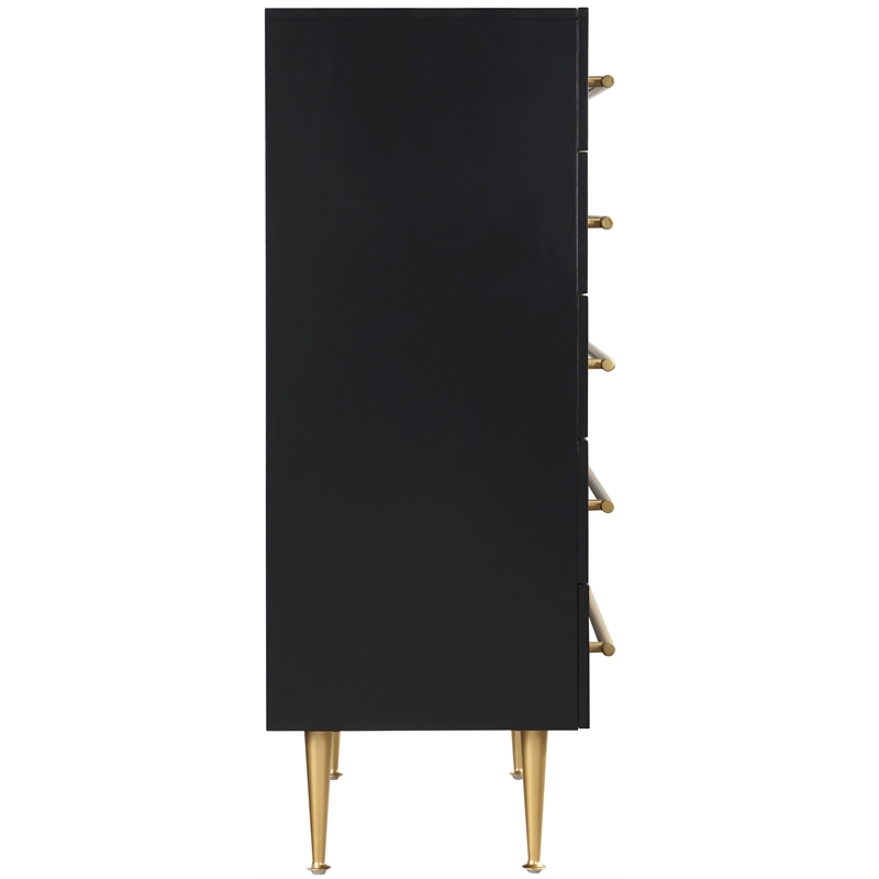 Meridian Furniture Marisol Black Chest with Gold Metal Legs and Handle
