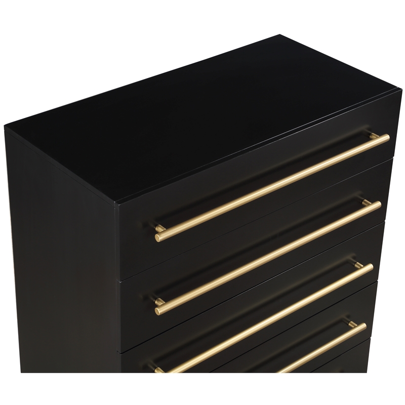 Meridian Furniture Marisol Black Chest with Gold Metal Legs and Handle