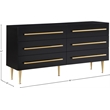 Meridian Furniture Marisol Black Dresser with Gold Metal Legs and Handle
