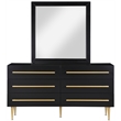 Meridian Furniture Marisol Black Dresser with Gold Metal Legs and Handle