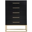 Meridian Furniture Maxine Black Chest with Gold Metal Legs and Handle