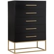 Meridian Furniture Maxine Black Chest with Gold Metal Legs and Handle