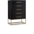 Meridian Furniture Maxine Black Chest with Gold Metal Legs and Handle