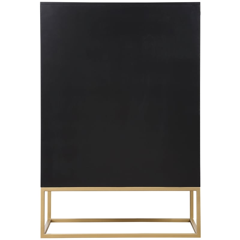 Meridian Furniture Maxine Black Chest with Gold Metal Legs and Handle