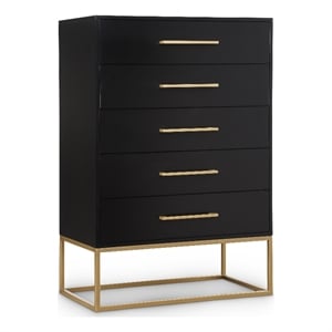 Meridian Furniture Maxine Black Chest with Gold Metal Legs and Handle