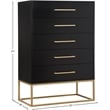 Meridian Furniture Maxine Black Chest with Gold Metal Legs and Handle